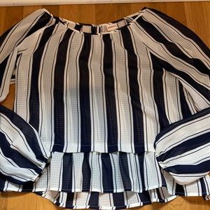 Cute navy and white striped longs sleeve blouse